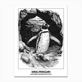 Penguin Exploring Underwater Caves Poster 4 Canvas Print