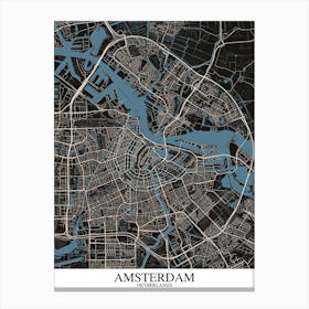 Amsterdam Black Blue Canvas Print