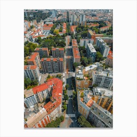 Drone view of historic street in Milan Canvas Print