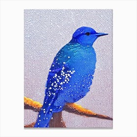 Bluebird Pointillism 2 Bird Canvas Print