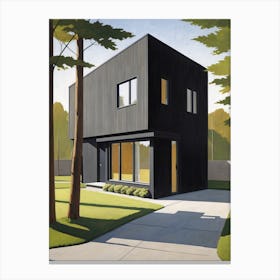 Minimalist Modern House Illustration (43) Canvas Print