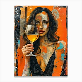 Mysterious Lady With A Glass Of Golden Wine Pt. 3 Canvas Print