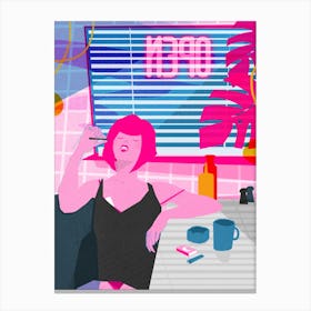Motel Girl Neon Signs Canvas Print