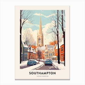 Vintage Winter Travel Poster Southampton United Kingdom 3 Canvas Print