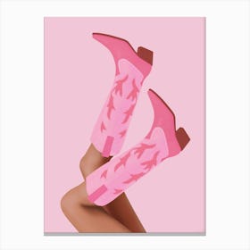 Pink Cowgirl Boots Canvas Print