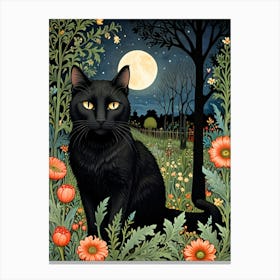 William Morris Black Cat In The Moonlight 18 Canvas Print