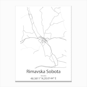 Rimavska Sobota,Slovakia Minimalist Map Canvas Print