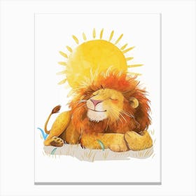 African Lion Resting In The Sun Clipart 4 Canvas Print