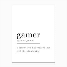 Gamer Definition Poster - Dictionary Canvas Print