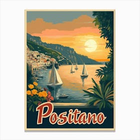 Aihrgdesign A Mid Century Modern Travel Poster For Positano Canvas Print