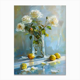 White Roses In A Vase 2 Canvas Print