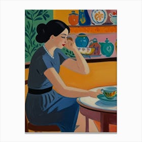 Woman At A Table 3 Canvas Print