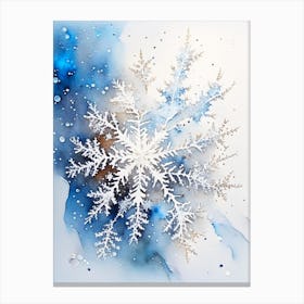 Stellar Dendrites, Snowflakes, Storybook Watercolours 4 Canvas Print