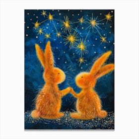 Rabbits With Stars Canvas Print