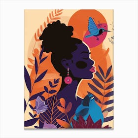 Silhouette Of African Woman with Hummingbird - abstract art, abstract painting  city wall art, colorful wall art, home decor, minimal art, modern wall art, wall art, wall decoration, wall print colourful wall art, decor wall art, digital art, digital art download, interior wall art, downloadable art, eclectic wall, fantasy wall art, home decoration, home decor wall, printable art, printable wall art, wall art prints, artistic expression, contemporary, modern art print, unique artwork, Canvas Print