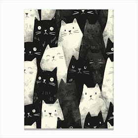 Perfectly Repeatable Artwork With Cute Cat Faces 45 Canvas Print