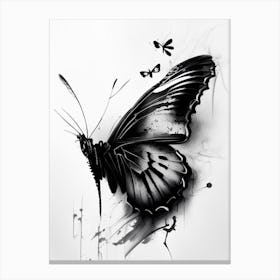 Monochrome Butterfly Graffiti Illustration 1 Canvas Print