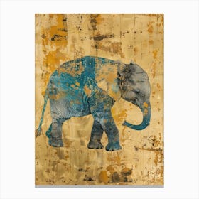Baby Elephant Gold Effect Collage 4 Canvas Print
