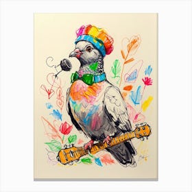 Pigeon With Guitar 1 Canvas Print