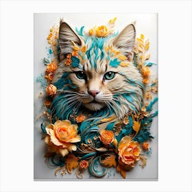 Floral Cat 1 Canvas Print