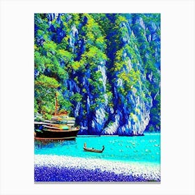 Ko Phi Phi Thailand Pointillism Style Tropical Destination Canvas Print