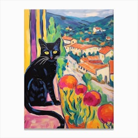 Painting Of A Cat In Chianti Italy 3 Canvas Print