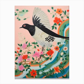 Maximalist Bird Painting Magpie 2 Canvas Print
