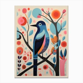 Colourful Scandi Bird Bluebird 1 Canvas Print