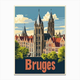 Aihrgdesign A Retro Travel Poster For Bruges Featuring The Ba 46d1750f 77b2 42fd 8c27 Db6b37df1d74 3 Canvas Print