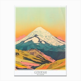 Cotopaxi Ecuador Color Line Drawing 3 Poster Canvas Print