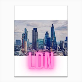 London City Poster Neon Canvas Print