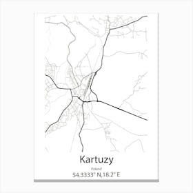 Kartuzy,Poland Minimalist Map Toile