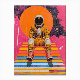 Astronaut Sitting On Stairs Canvas Print