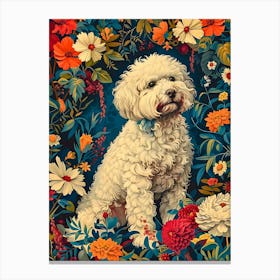 Poodle In The Garden Inspired by William Morris Canvas Print