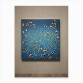 Gold And Blue Tree Canvas Print