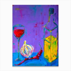 Wine, Garlic, Chilli And Oil Canvas Print