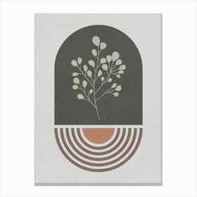 Minimalist Botanical Design with Geometric Elements Canvas Print