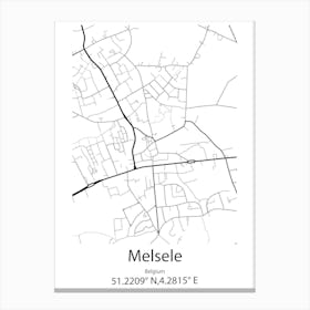 Melsele,Belgium Minimalist Map Canvas Print