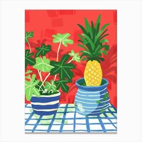 Pineapples And Potted Plants Canvas Print