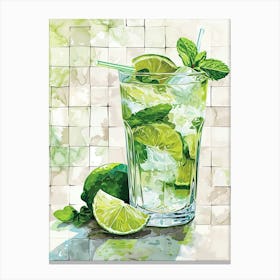 Mojito Watercolour Inspired 1 Canvas Print