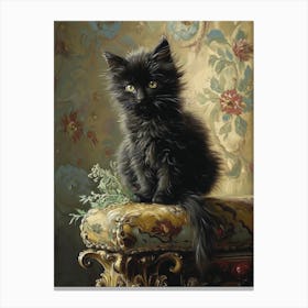 Black Rococo Inspired Cat  2 Canvas Print