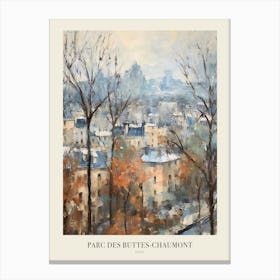 Winter City Park Poster Parc Des Buttes Chaumont Paris France 4 Canvas Print