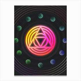 Neon Geometric Glyph in Pink and Yellow Circle Array on Black n.0098 Canvas Print