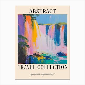 Abstract Travel Collection Poster Iguazu Falls Argentina Brazil 4 Canvas Print