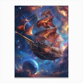 Fantasy Ship Floating in the Galaxy 1 Canvas Print