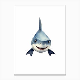 Cartoon Watercolour Blacktip Shark Kids Nursery 3 Canvas Print