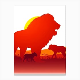 Silhouette Of Lions 1 Canvas Print