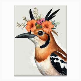 Bird With Flower Crown 2 Canvas Print