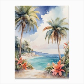 Palm Trees On The Beach Canvas Print