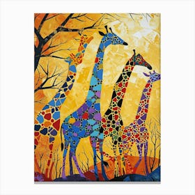 Mustard Textured Giraffe Herd 2 Canvas Print